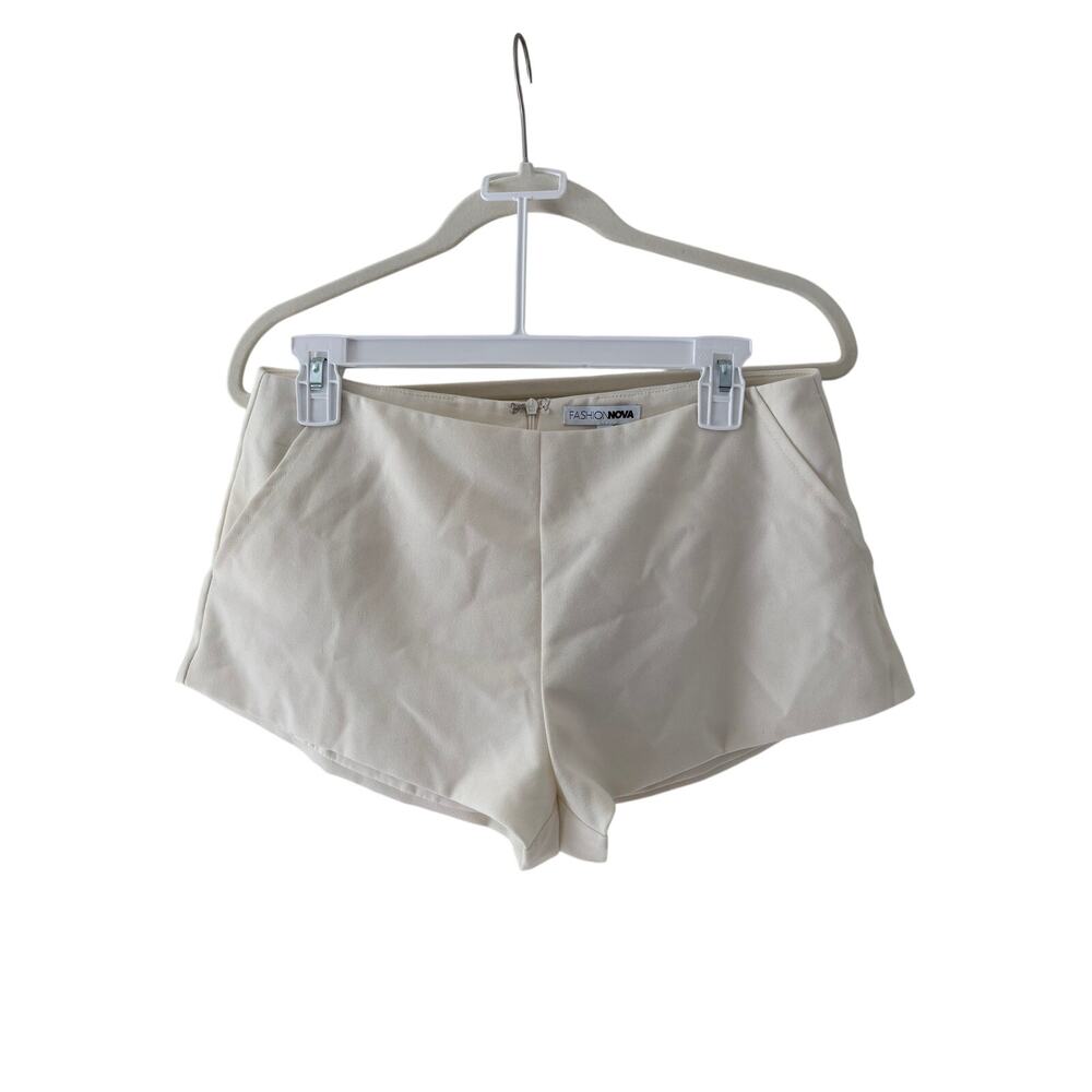 Fashion Nova White Lexi Linen Low Rise Micro Mini Shorts S - Picture 2 of 9